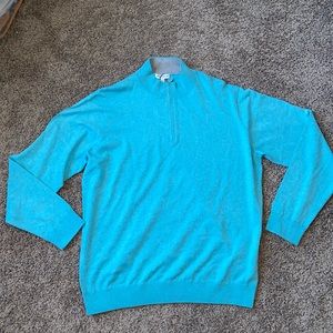 Peter Millar 1/4 Zip Sweater Crown Soft Men XL Silk Blend Teal Blue NWT $185